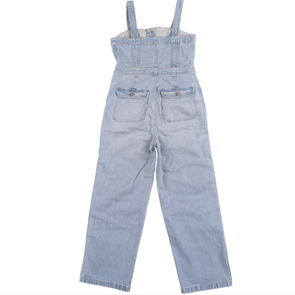Madewell Denim Jumpsuit Light Wash Wide Leg Button Front Utility Romper J1870 - Picture 7 of 12